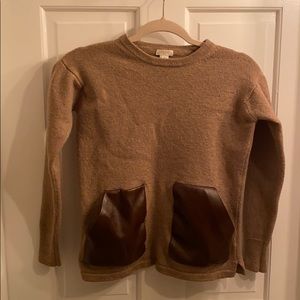 J Crew wool and leather brown sweater XS